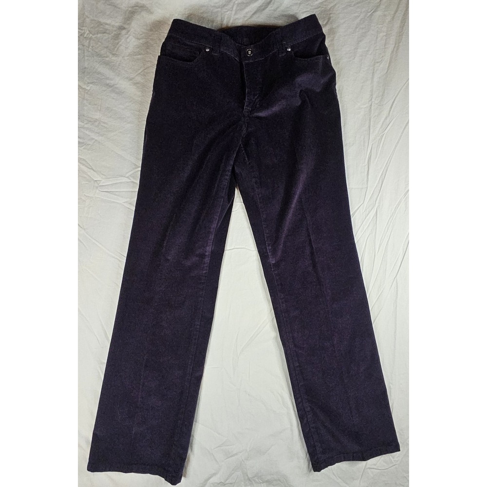 Style & Co Petite Corduroy Pants Womens 10P Purple Straight Leg Velvet Soft...